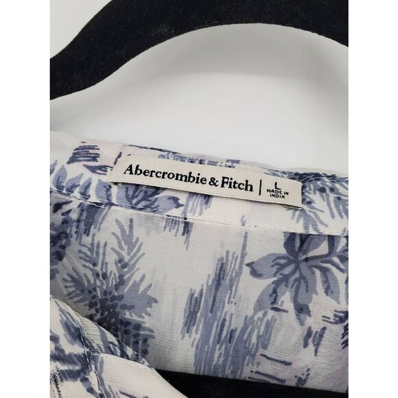 Abercrombie & Fitch Women's Tropical Print Sheer button up Collared blouse top S - Picture 2 of 4